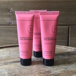 (3) Crabtree & Evelyn Rosewater & Pink Peppercorn Hand Cream Travel Size